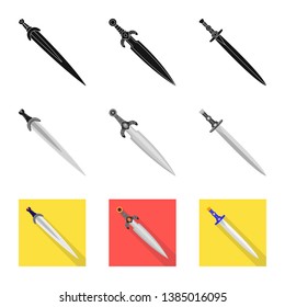 Isolated object of game  and armor  logo. Collection of game  and blade  stock vector illustration.