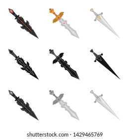 Isolated object of game and armor logo. Collection of game and blade stock vector illustration.