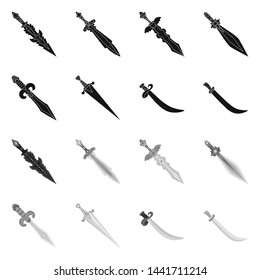 Isolated object of game and armor logo. Set of game and blade vector icon for stock.
