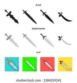 Isolated object of game  and armor  sign. Set of game  and blade  stock symbol for web.