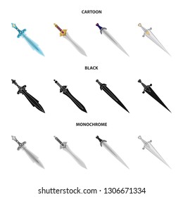 Isolated object of game  and armor  sign. Set of game  and blade  stock symbol for web.
