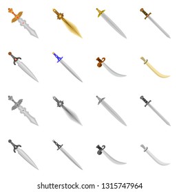 Isolated object of game  and armor  sign. Collection of game  and blade  stock vector illustration.