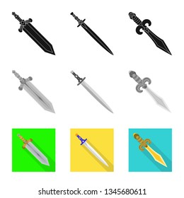 Isolated object of game  and armor  sign. Collection of game  and blade  stock vector illustration.