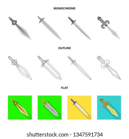 Isolated object of game  and armor  sign. Set of game  and blade  stock vector illustration.