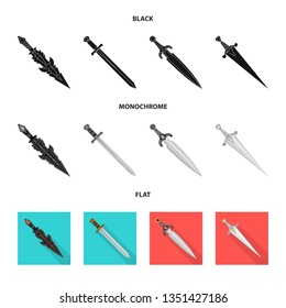 Isolated object of game  and armor  sign. Set of game  and blade  stock vector illustration.