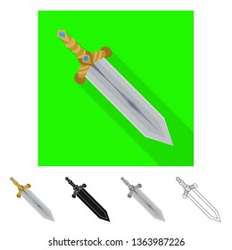 Isolated object of game  and armor  sign. Set of game  and blade  stock symbol for web.