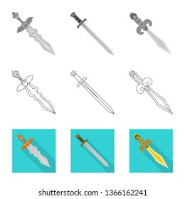 Isolated object of game  and armor  sign. Set of game  and blade  vector icon for stock.