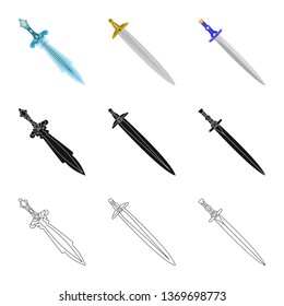 Isolated object of game  and armor  sign. Set of game  and blade  stock vector illustration.