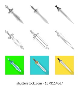 Isolated object of game  and armor  sign. Set of game  and blade  stock symbol for web.