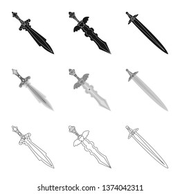 Isolated object of game  and armor  sign. Collection of game  and blade  stock vector illustration.