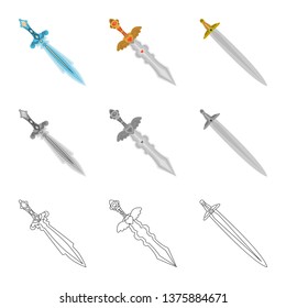 Isolated object of game  and armor  sign. Set of game  and blade  stock symbol for web.