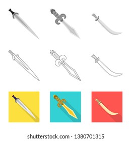Isolated object of game  and armor  sign. Set of game  and blade  stock vector illustration.