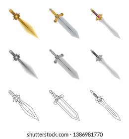 Isolated object of game  and armor  sign. Set of game  and blade  vector icon for stock.