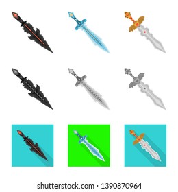 Isolated object of game  and armor  sign. Collection of game  and blade  vector icon for stock.