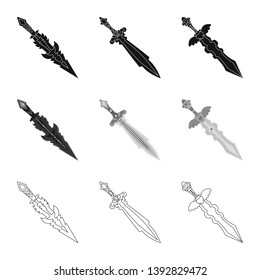 Isolated object of game  and armor  sign. Collection of game  and blade  stock symbol for web.
