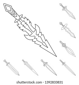 Isolated object of game  and armor  sign. Collection of game  and blade  stock symbol for web.