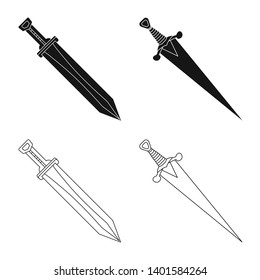 Isolated object of game  and armor  sign. Set of game  and blade  stock vector illustration.