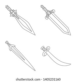 Isolated object of game  and armor  sign. Collection of game  and blade  stock vector illustration.