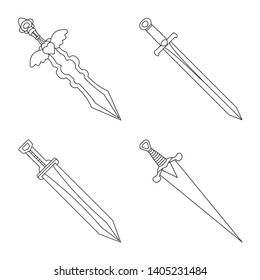 Isolated object of game  and armor  sign. Set of game  and blade  stock vector illustration.