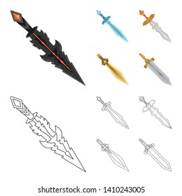 Isolated object of game  and armor  sign. Collection of game  and blade  stock symbol for web.
