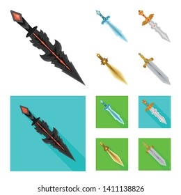 Isolated object of game  and armor  sign. Set of game  and blade  stock symbol for web.