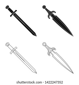 Isolated object of game  and armor  sign. Set of game  and blade  stock symbol for web.
