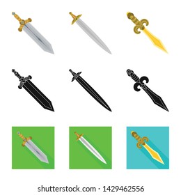 Isolated object of game and armor sign. Set of game and blade stock vector illustration.
