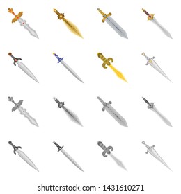 Isolated object of game and armor sign. Collection of game and blade stock symbol for web.