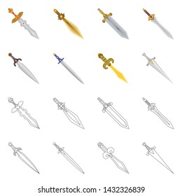 Isolated object of game and armor sign. Collection of game and blade stock symbol for web.