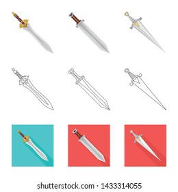 Isolated object of game and armor sign. Collection of game and blade stock vector illustration.