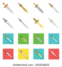 Isolated object of game and armor sign. Set of game and blade stock symbol for web.