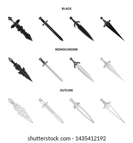 Isolated object of game and armor sign. Collection of game and blade stock vector illustration.