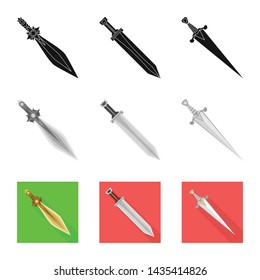 Isolated object of game and armor sign. Collection of game and blade stock vector illustration.
