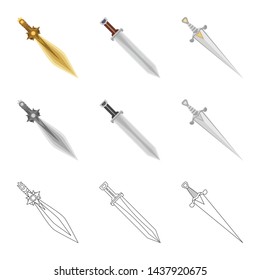 Isolated object of game and armor sign. Collection of game and blade vector icon for stock.