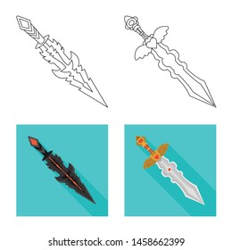 Isolated object of game and armor sign. Collection of game and blade stock symbol for web.
