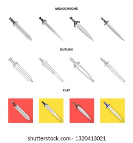 Isolated object of game  and armor  symbol. Collection of game  and blade  vector icon for stock.