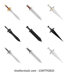 Isolated object of game  and armor  symbol. Set of game  and blade  stock symbol for web.