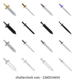 Isolated object of game  and armor  symbol. Set of game  and blade  vector icon for stock.