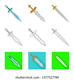 Isolated object of game  and armor  symbol. Set of game  and blade  stock vector illustration.