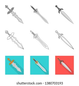 Isolated object of game  and armor  symbol. Collection of game  and blade  stock vector illustration.