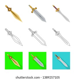 Isolated object of game  and armor  symbol. Set of game  and blade  stock vector illustration.