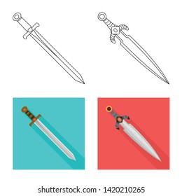Isolated object of game  and armor  symbol. Set of game  and blade  stock symbol for web.