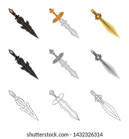 Isolated object of game and armor symbol. Collection of game and blade stock symbol for web.