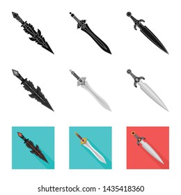 Isolated object of game and armor symbol. Collection of game and blade stock symbol for web.