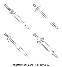 Isolated object of game and armor symbol. Collection of game and blade stock symbol for web.