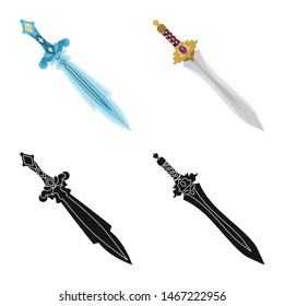 Isolated object of game and weapon sign. Set of game and blade vector icon for stock.
