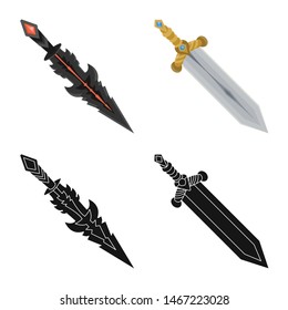 Isolated object of game and weapon symbol. Set of game and blade stock symbol for web.