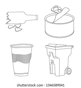 Isolated object of garbage and ecology icon. Set of garbage and recycling vector icon for stock.