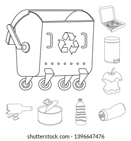 Isolated object  garbage and ecology icon. Collection  garbage and recycling vector icon for stock.