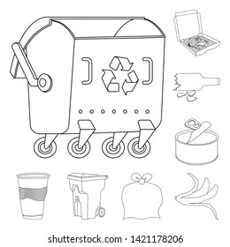 Isolated object of garbage and ecology logo. Collection of garbage and recycling stock symbol for web.